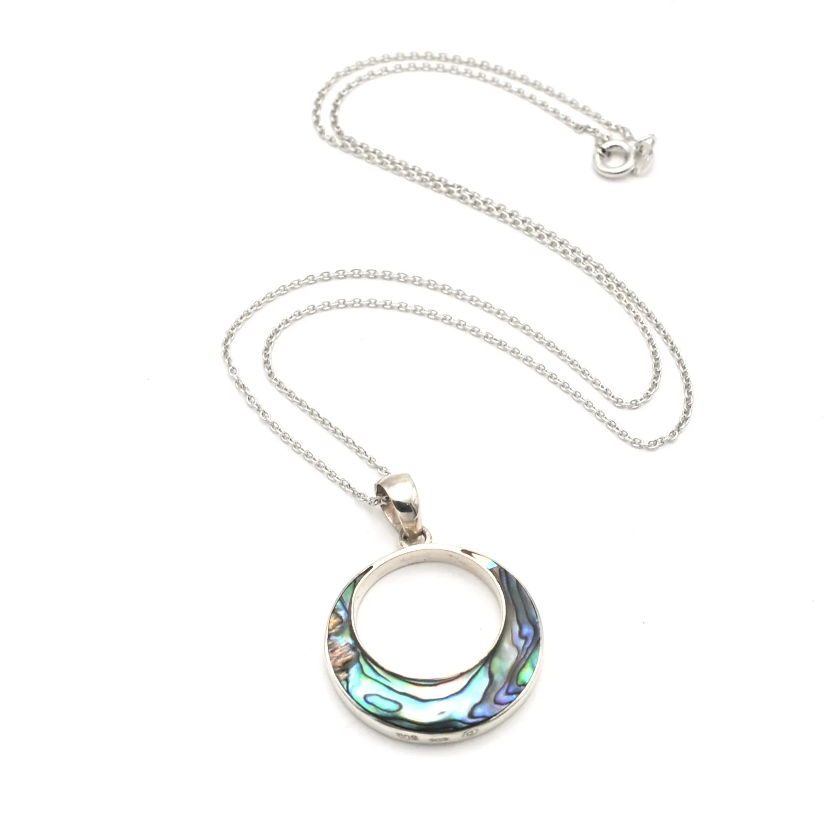 Sterling Silver Abalone Round Necklace