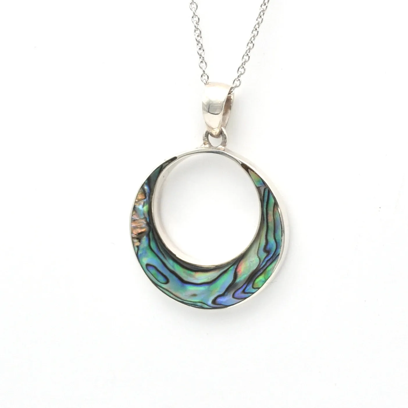 Sterling Silver Abalone Round Necklace