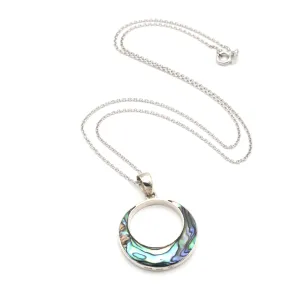 Sterling Silver Abalone Round Necklace