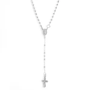 Sterling Silver Cross Rosary Beads - Virgin Mary Chain Necklace 46cm