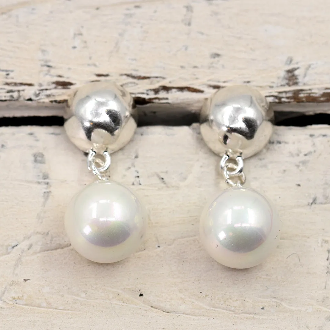 Stud Pearl Drop Earrings