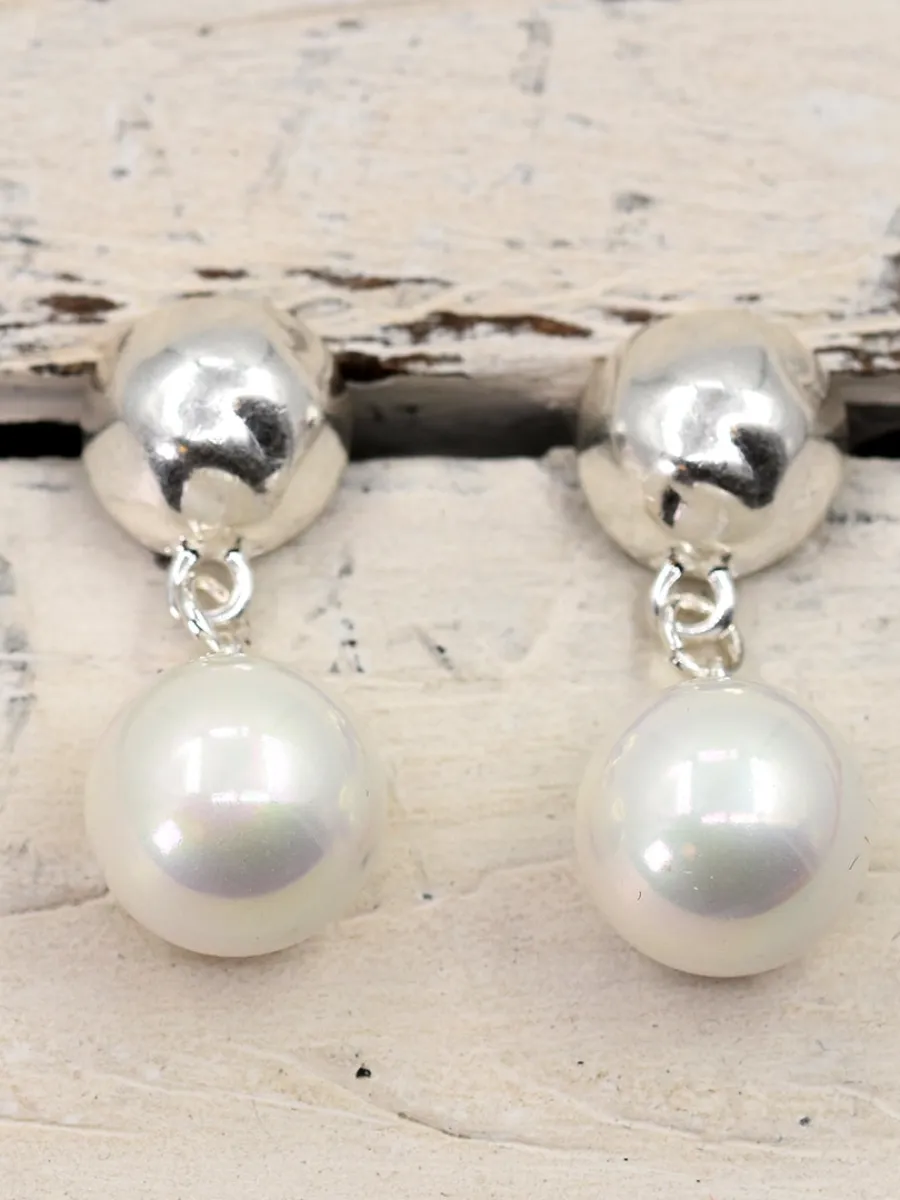 Stud Pearl Drop Earrings