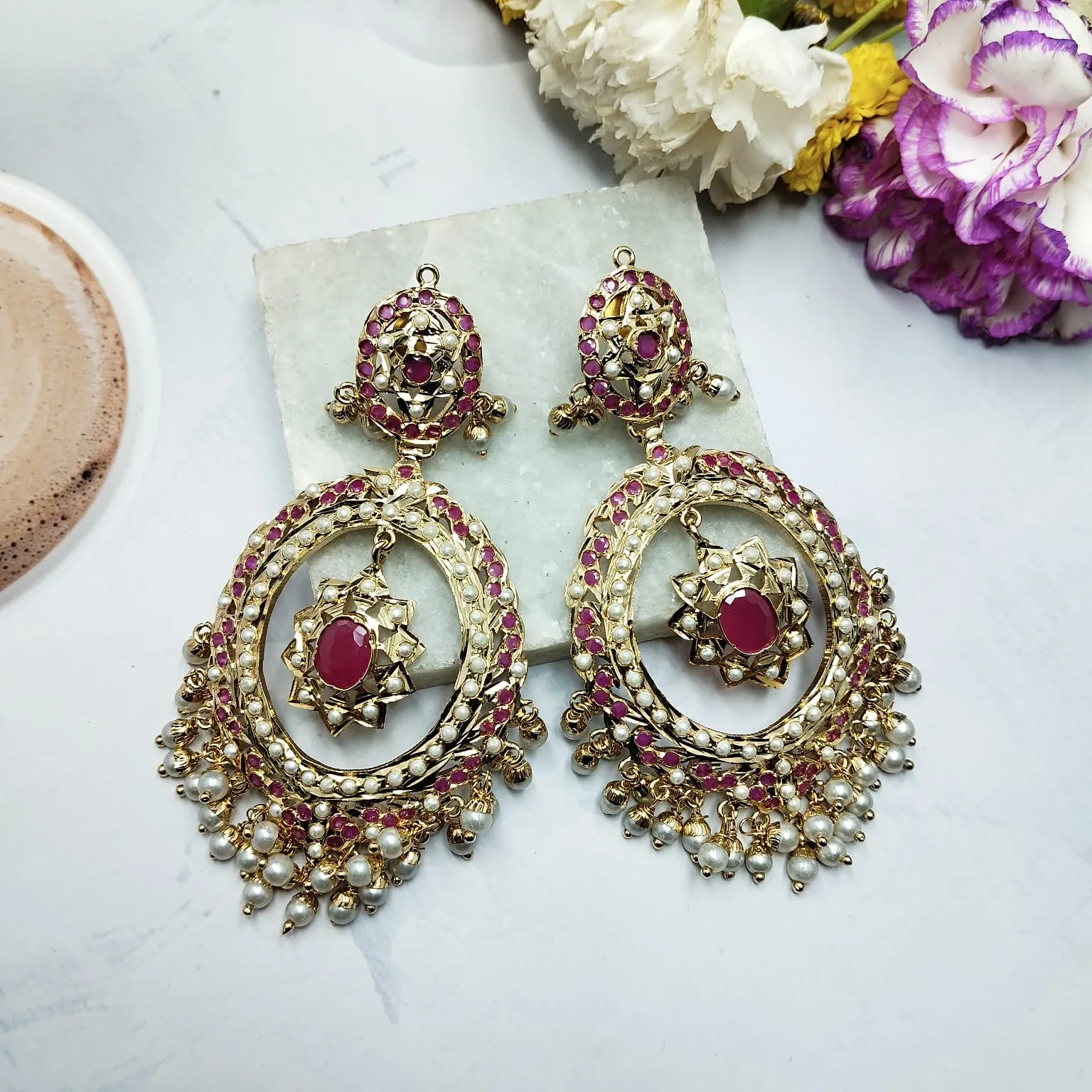Suhana Fuchsia Jadau Chandbali Earring