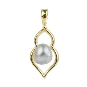 Tahitian White Keshi Pearl Lotus Pendant