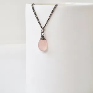 Titanium Necklace with Pink Chalcedony