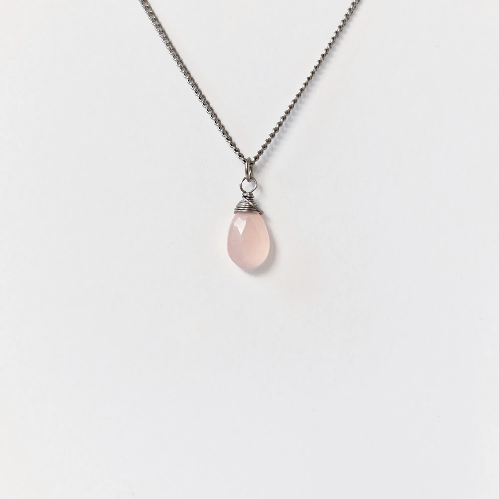 Titanium Necklace with Pink Chalcedony