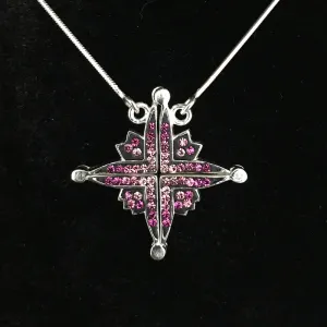 Two-Way Magnetic Star of Bethlehem Necklace (Pink Gemstones)