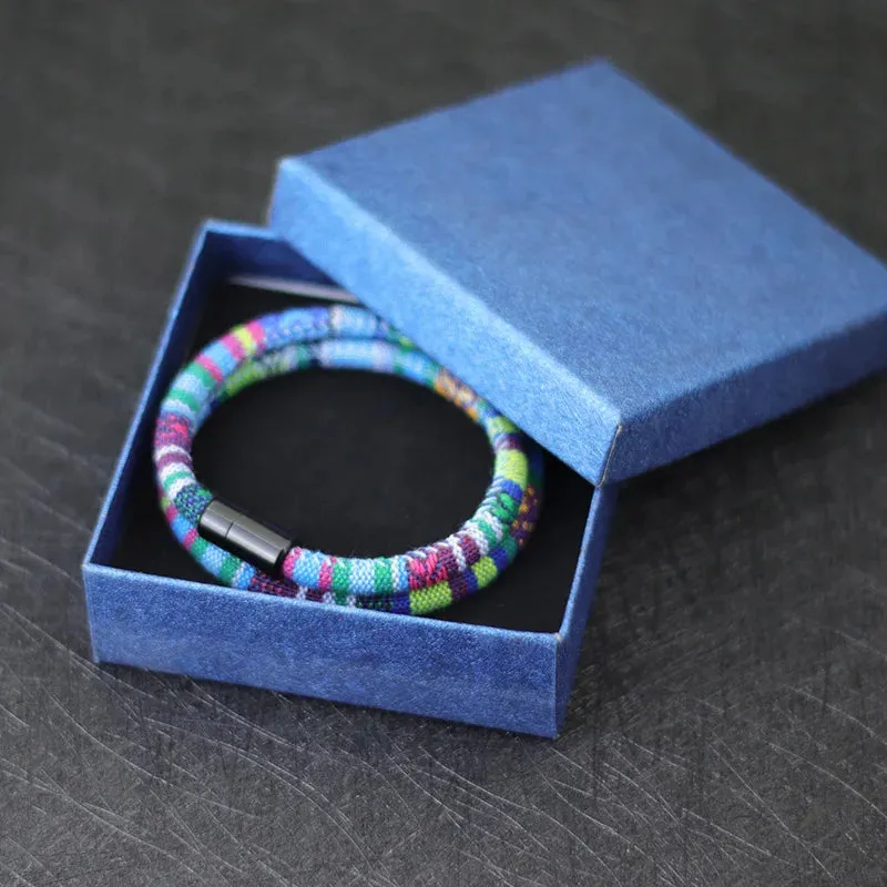 Unique Bohemian Rope Woven Bracelets for Men Women Unisex Magnetic Clasp Yarn Thread Band Strap Jewelry Accessories