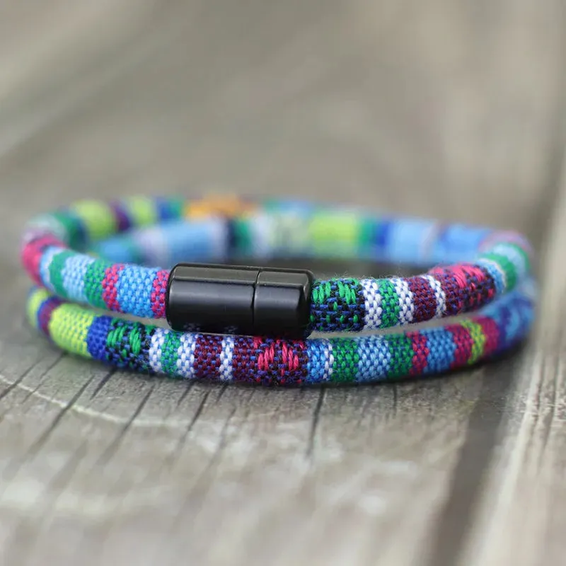 Unique Bohemian Rope Woven Bracelets for Men Women Unisex Magnetic Clasp Yarn Thread Band Strap Jewelry Accessories