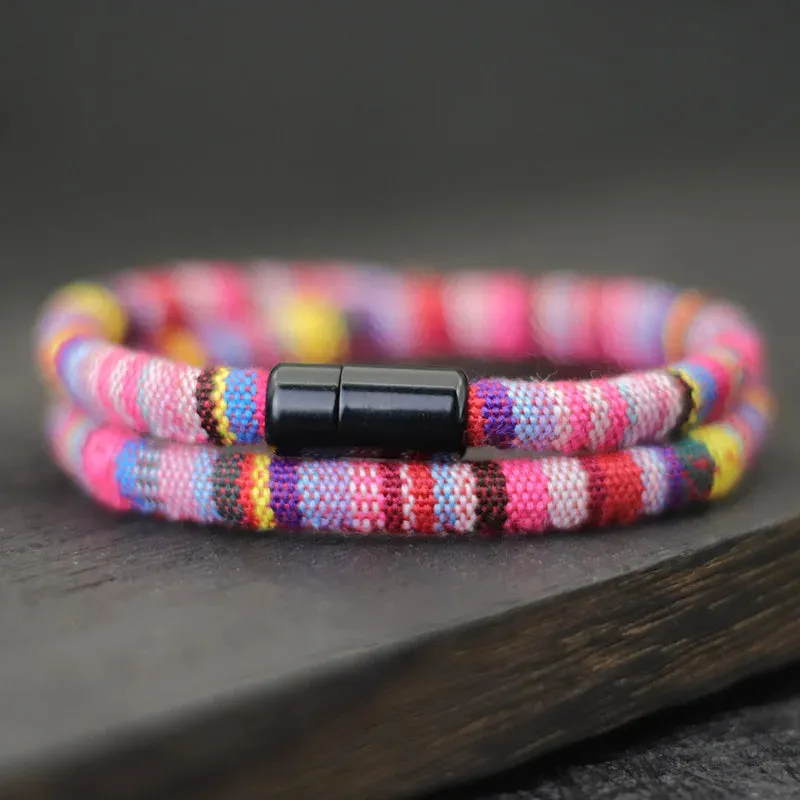 Unique Bohemian Rope Woven Bracelets for Men Women Unisex Magnetic Clasp Yarn Thread Band Strap Jewelry Accessories