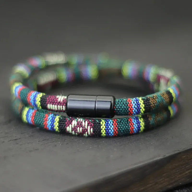 Unique Bohemian Rope Woven Bracelets for Men Women Unisex Magnetic Clasp Yarn Thread Band Strap Jewelry Accessories