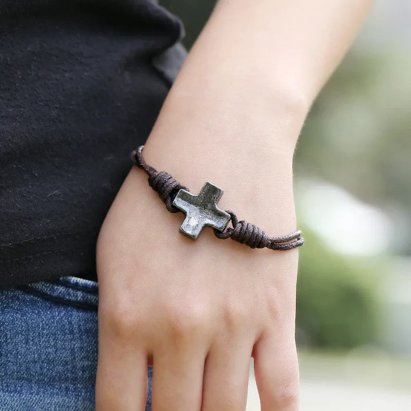 Unique Cross Leather Bracelet