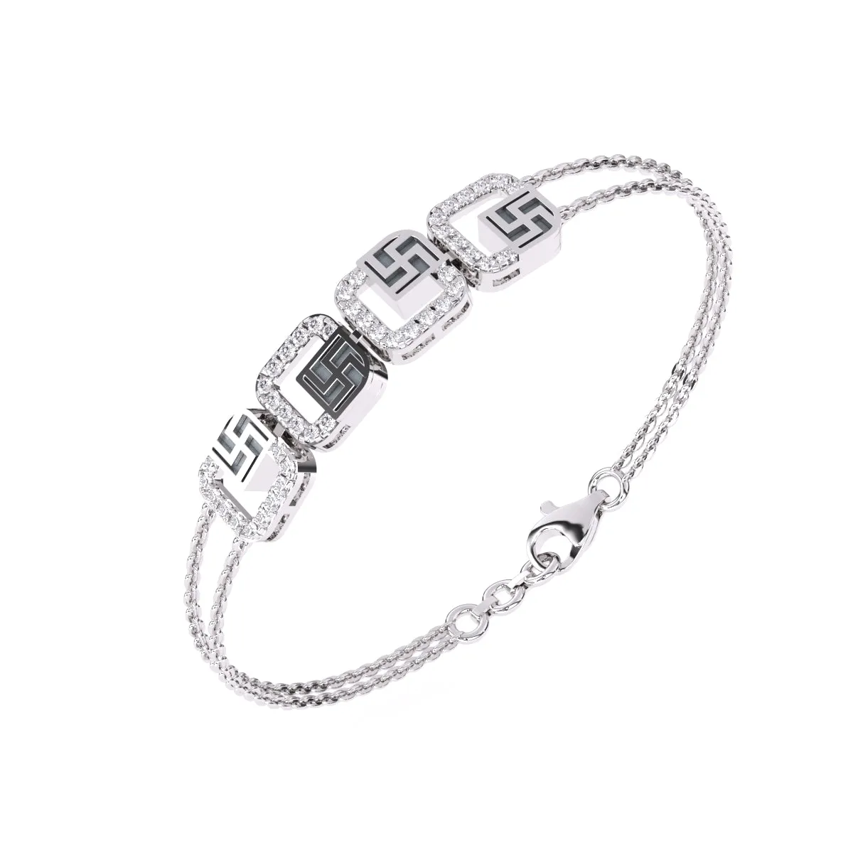 Unique Four Square Swastika Lab Grown Diamond bracelet