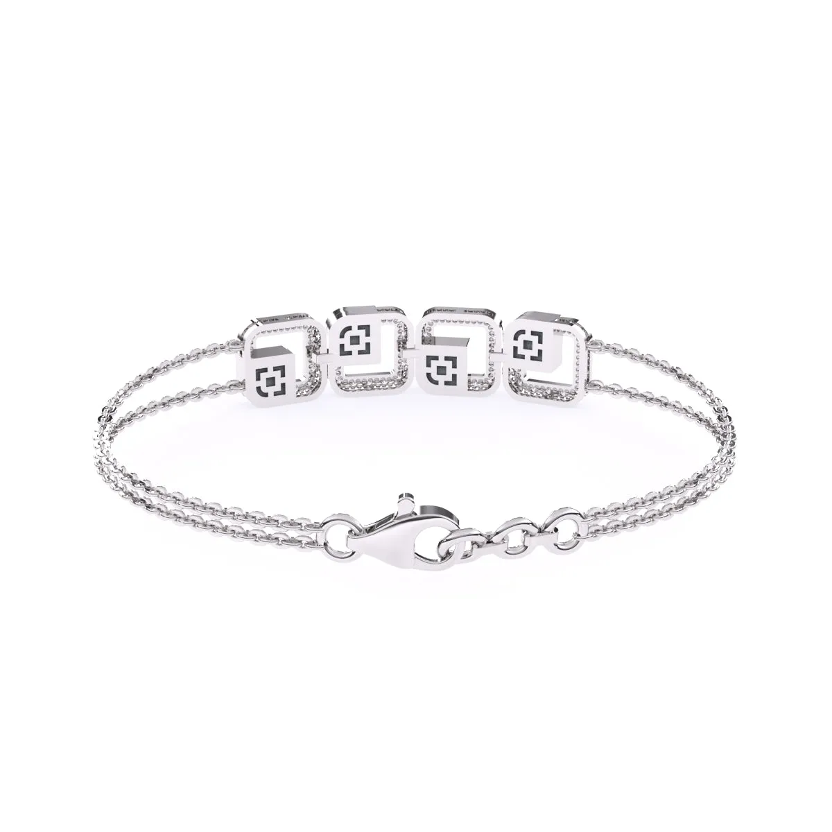 Unique Four Square Swastika Lab Grown Diamond bracelet