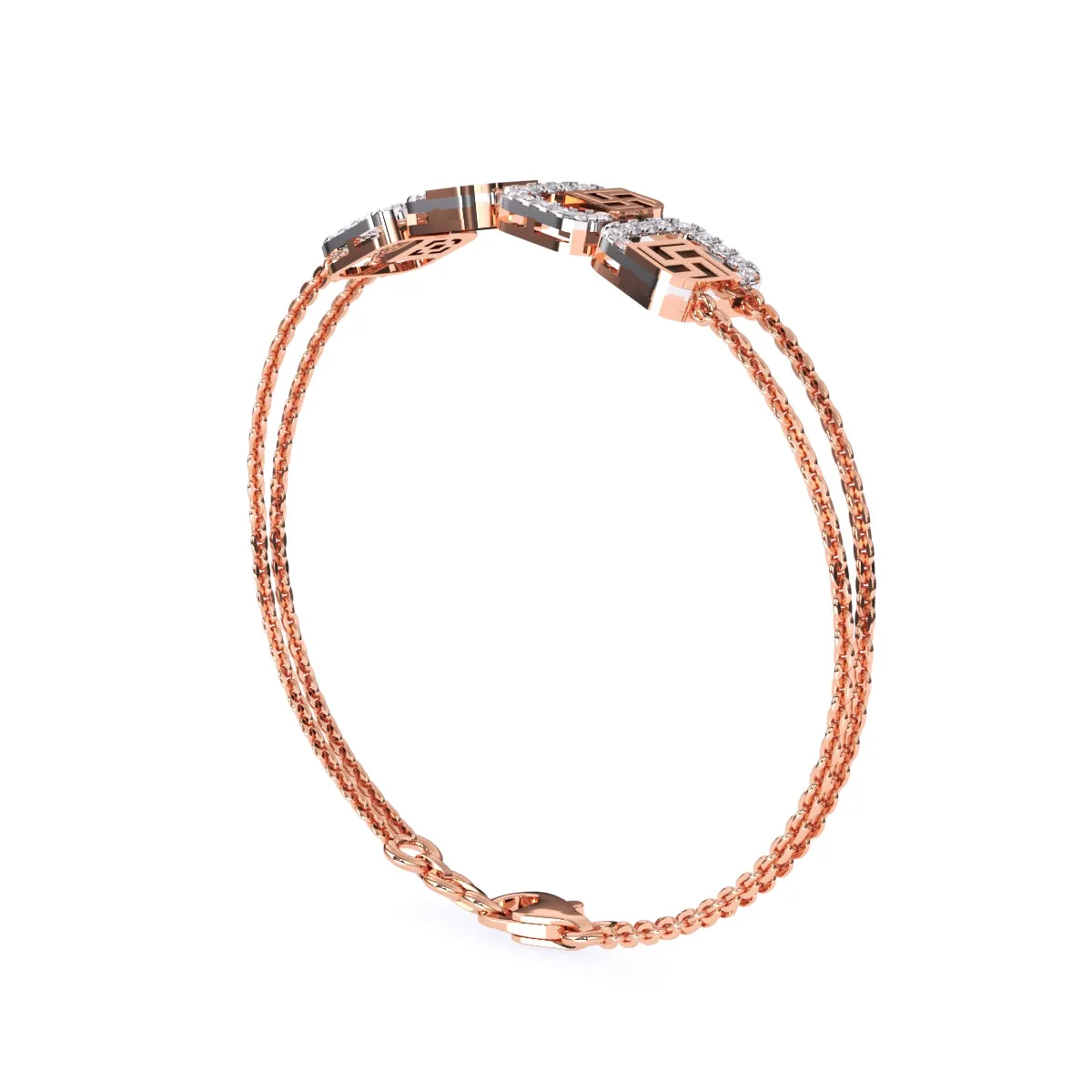 Unique Four Square Swastika Lab Grown Diamond bracelet