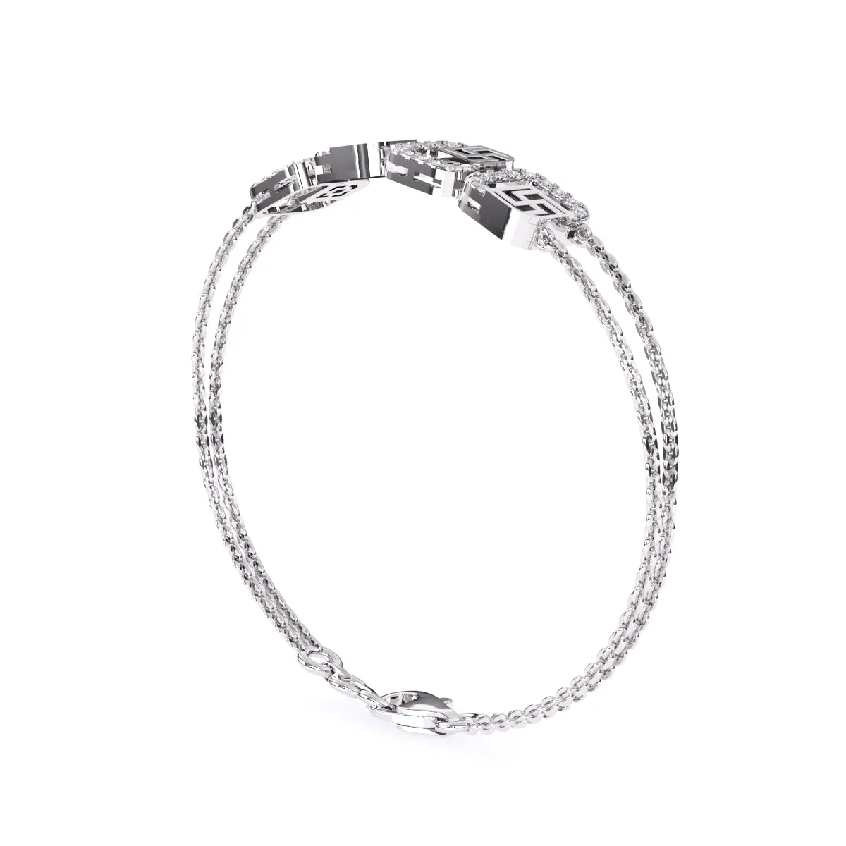Unique Four Square Swastika Lab Grown Diamond bracelet