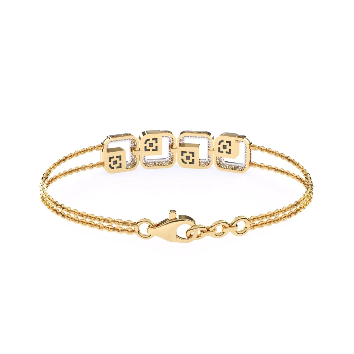 Unique Four Square Swastika Lab Grown Diamond bracelet