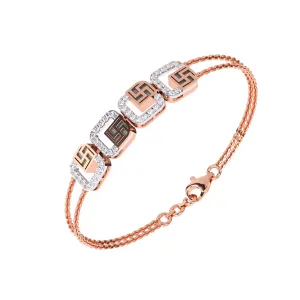 Unique Four Square Swastika Lab Grown Diamond bracelet