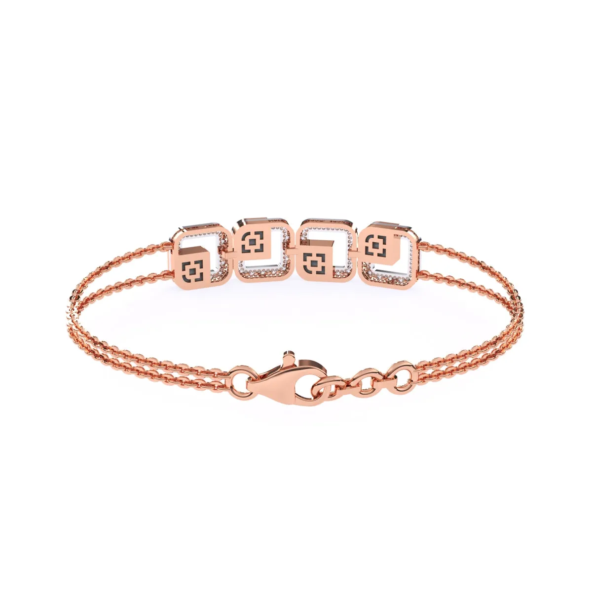 Unique Four Square Swastika Lab Grown Diamond bracelet