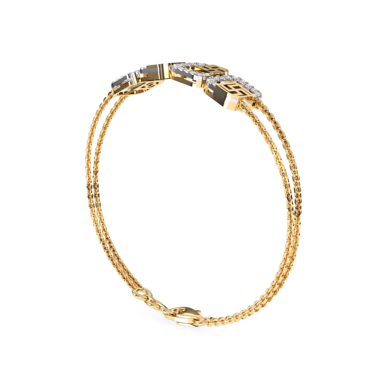 Unique Four Square Swastika Lab Grown Diamond bracelet