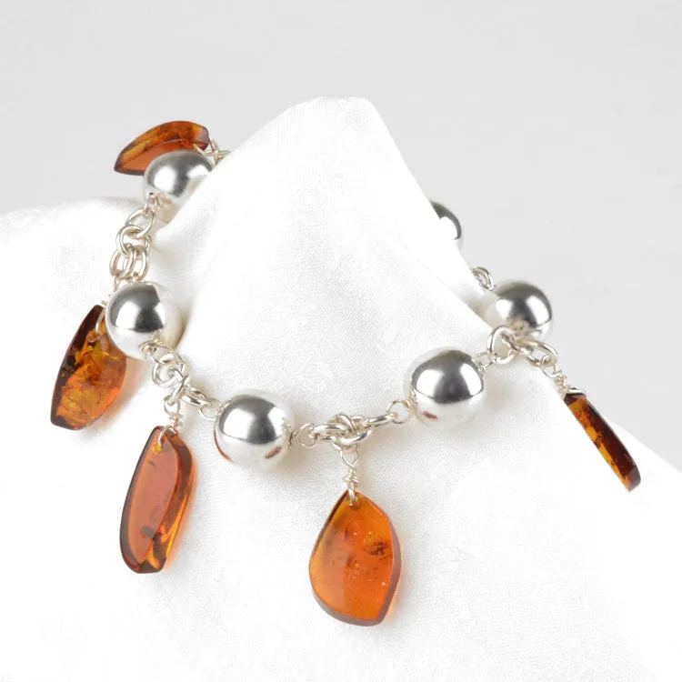 Unique Natural Amber Charm Bracelet