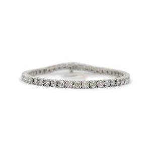 Unisex 10K White Gold Diamond Tennis Bracelet
