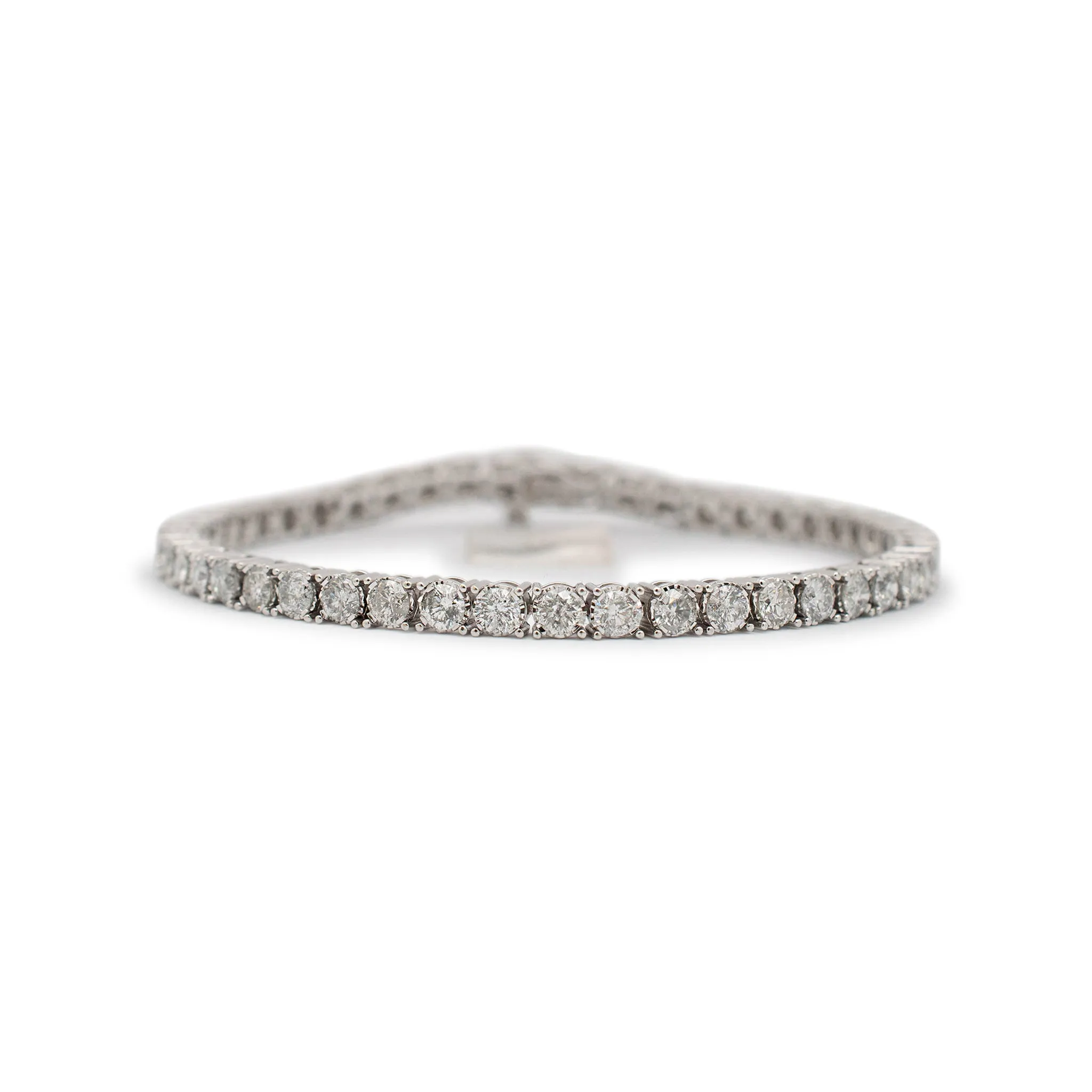 Unisex 10K White Gold Diamond Tennis Bracelet