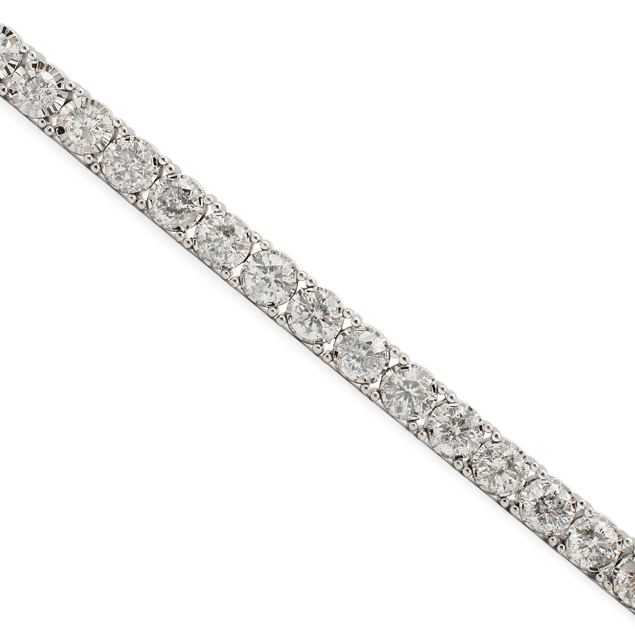 Unisex 10K White Gold Diamond Tennis Bracelet