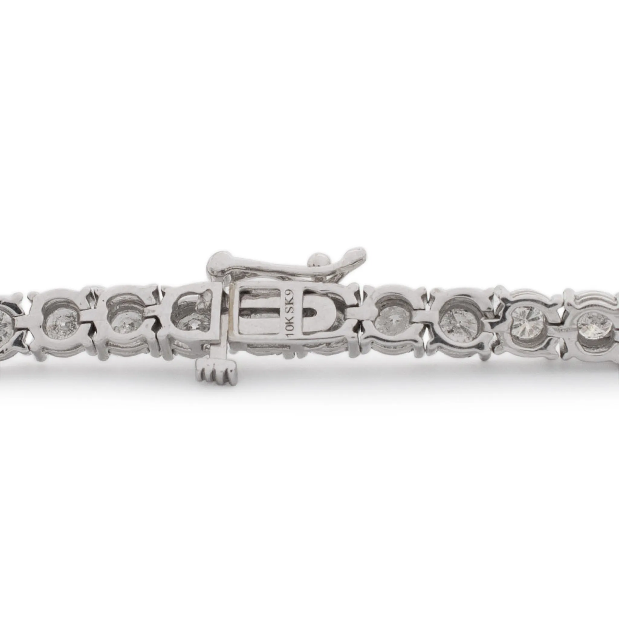 Unisex 10K White Gold Diamond Tennis Bracelet