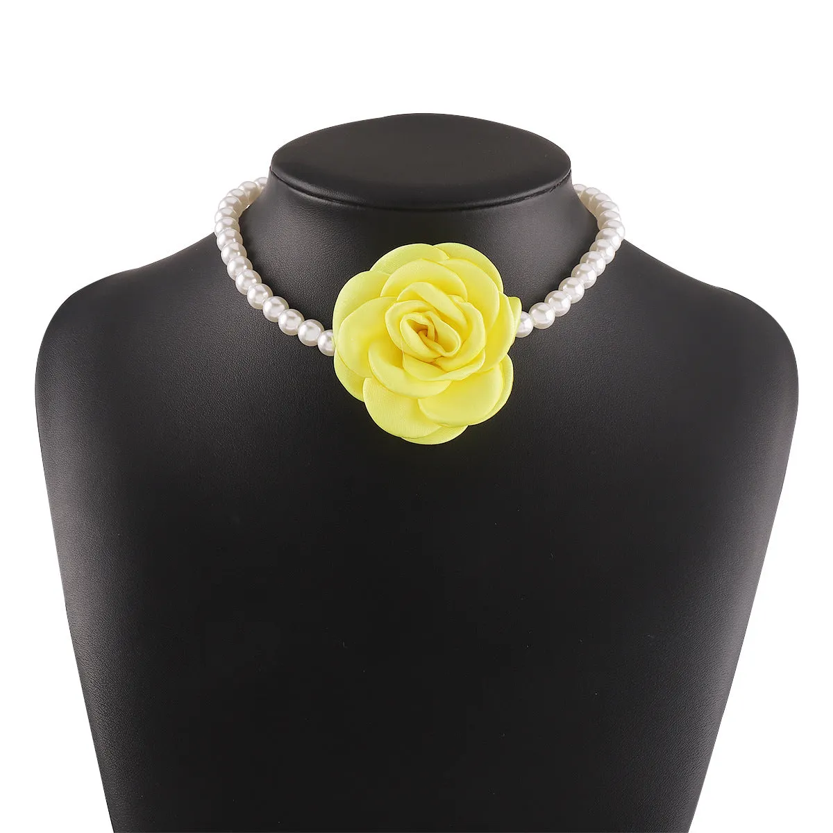 Wholesale Camellia Flower Pearl Necklace Colorful Rose Earrings Bracelet JDC-NE-QianDi020
