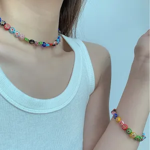 Wholesale colorful glass all-match Necklaces