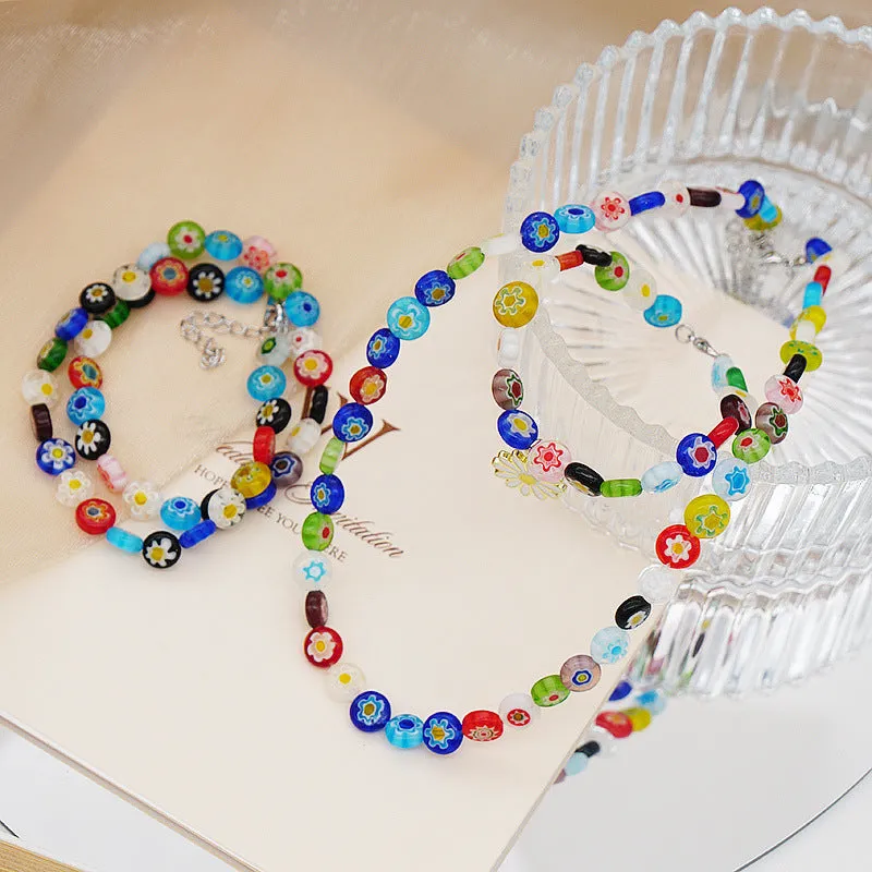 Wholesale colorful glass all-match Necklaces