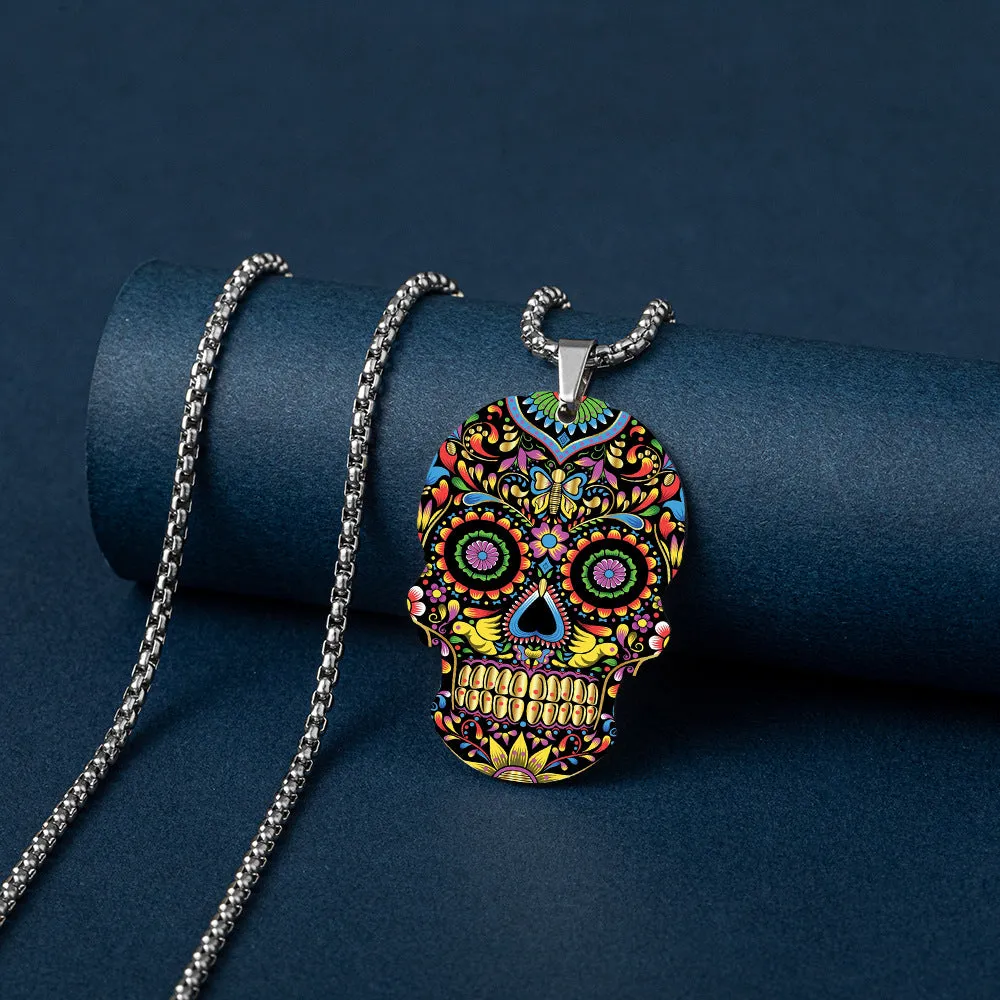 Wholesale Skull Colorful Titanium Necklace