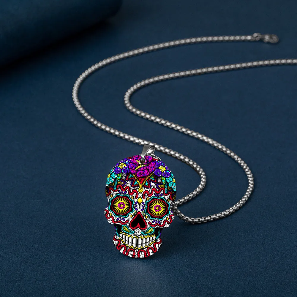 Wholesale Skull Colorful Titanium Necklace