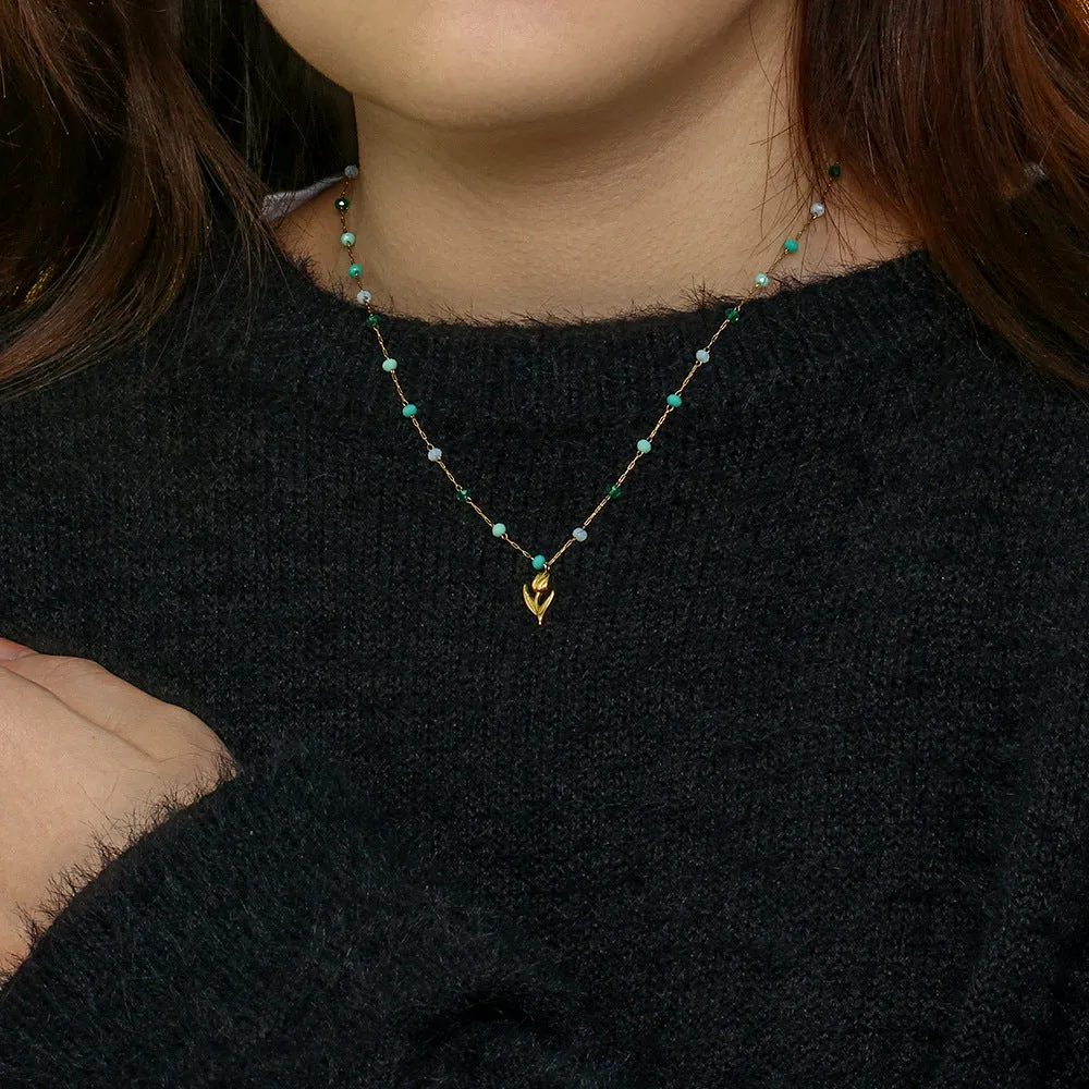 Wholesale Stainless Steel Colorful Beads Tulip Necklace