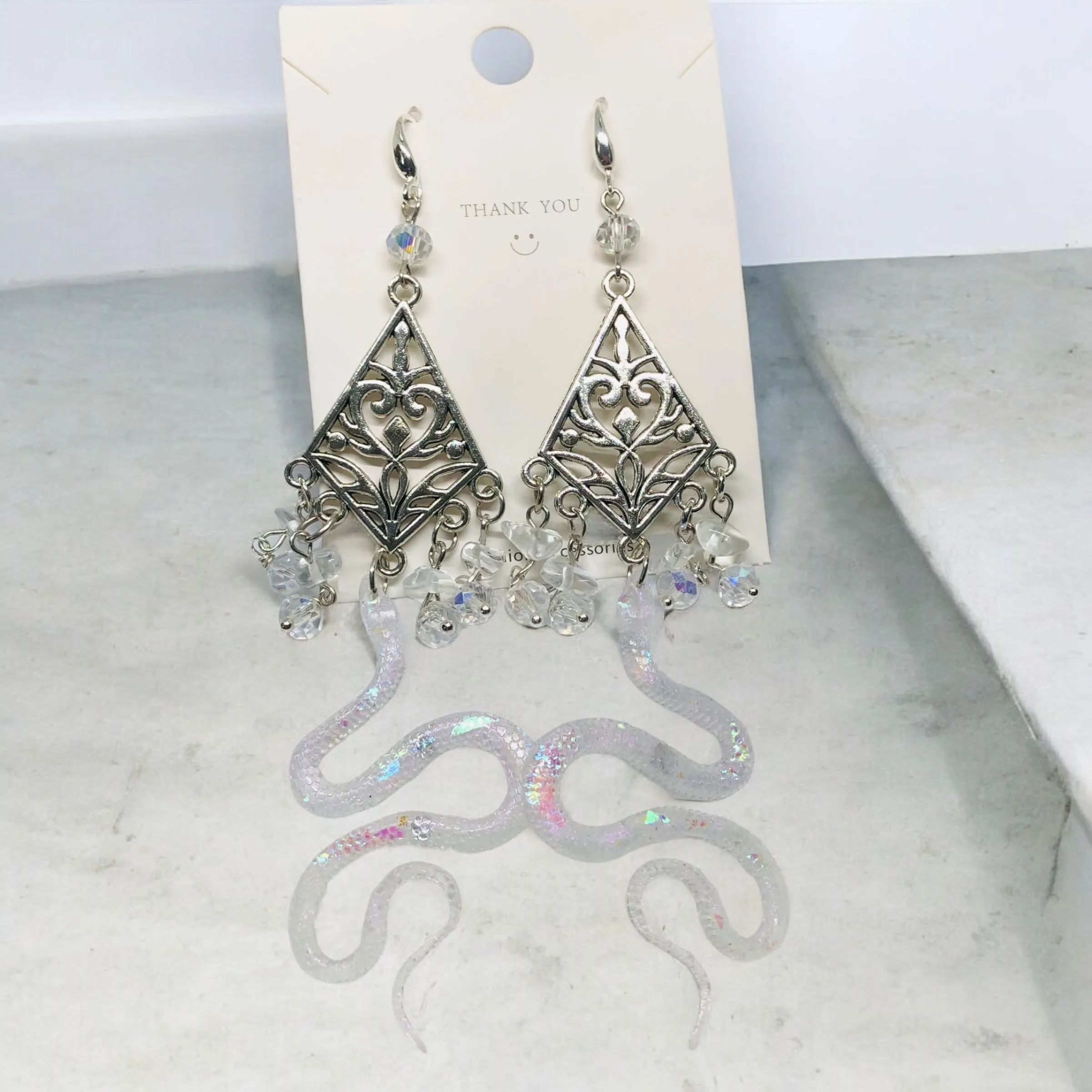 Year of the Snake Pearlescent Chandelier Bohemian Earrings
