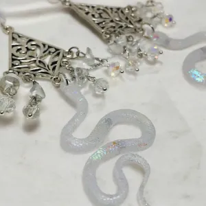 Year of the Snake Pearlescent Chandelier Bohemian Earrings