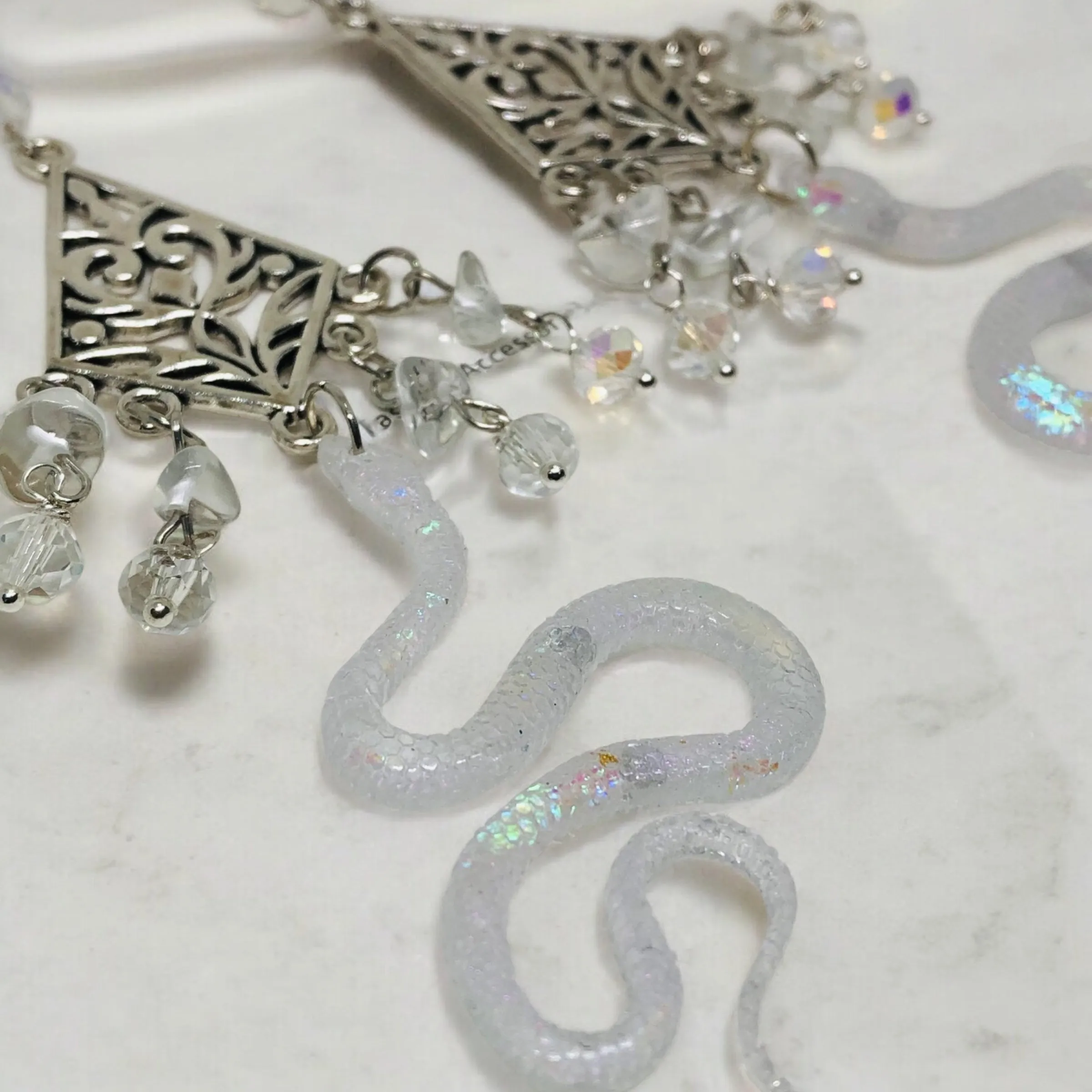 Year of the Snake Pearlescent Chandelier Bohemian Earrings