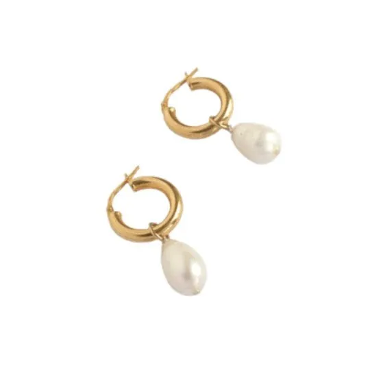 Yellow / Jewelry / Earrings / Amy Pearl Hoop Mini
