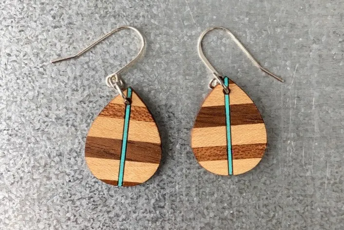 Zebra Wood with Light Blue Line